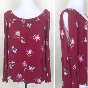 ‼️CLEARANCE‼️ ID Identity Floral Cold Shoulder Boho Top